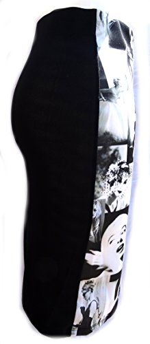 Black & White Hollywood Glamour Pencil Skirt - Size 8 10 12 14 - Bodycon Retro Wiggle Pin Up Girl Audrey Hepburn (UK 10/12)