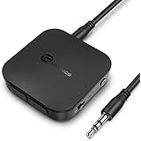 TaoTronics Bluetooth Transmitter, Bluetooth 5.0 Transmitter/Receiver, 2-in-1 Wireless 3.5mm Adapter (Low Latency, Pair 2 at O