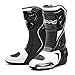 Produktbild PANDAOX Männer Motorradstiefel Erwachsene Tourenstiefel Motorrad Gepanzerte Lederstiefel Sport Racing On-Road-Stiefel Heavy-Duty-Rennschuhe,Black and white-41(6.5)