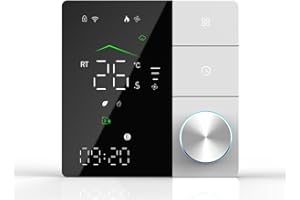 CASLANT Termostato WiFi per Caldaia a Gas,Termostato Ambiente Alimentare dal corrente 220v Schermo LCD Programmabile con Alexa e Telefono APP (Bianco/Nero)