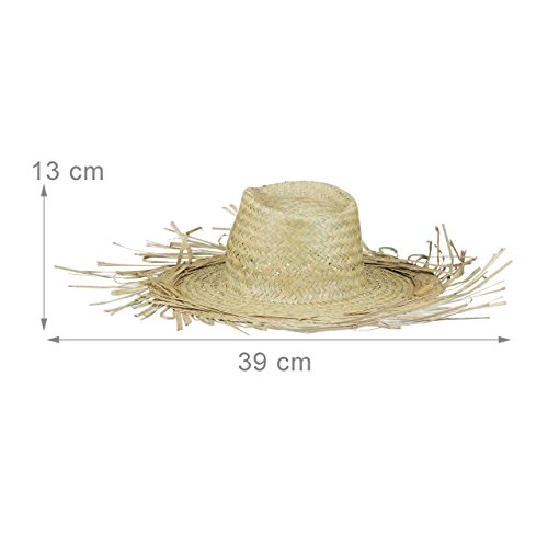 Relaxdays Strohhut geflochten, Strandhut, Einheitsgröße, Hawaii, Sommer, Strand, HBT: 13 x 39 x 39 cm, natur - 2