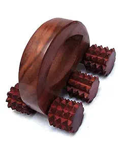 Happie Shopping Wooden Acupressure Back Massager Back Pain Relief Massager Body Massager of 6 Massage Roller (5 inch x 4 inch, Brown Katai)