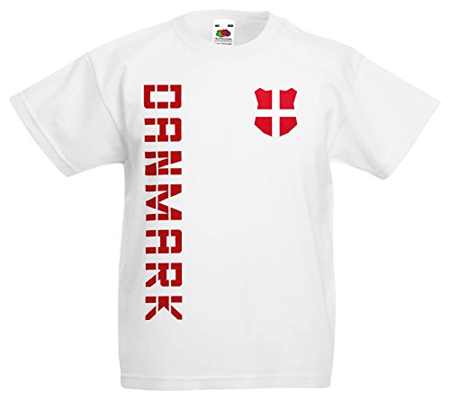 Dänemark Danmark Kinder EM 2016 T-Shirt Trikot Name Nummer (Weiß, 140)