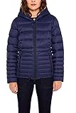 Sportive Steppjacke mit farblich abgesetzter Bordüre am Reißverschluss und Jerseyeinsatz in der Kapuze sowie mit Fleecefutter in den Taschen