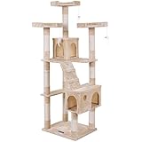 Songmics XXL Kratzbaum 180 cm hoch verdickte Säule Druchmesser ca. 8,6 cm Beige PCT53M