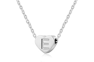 AFSTALR Heart Letter Initial Necklace for Women Silver Personalized Girls Tiny Initial Alphabet Love Choker Necklace