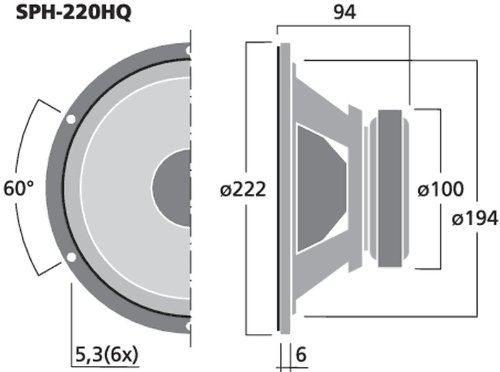 HiFi-Basslautsprecher Monacor SPH-220HQ
