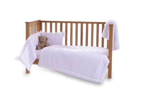 Clair de Lune Honeycomb Cot/ Cot Bed Quilt/ Bumper and Sheet Set (3 Pieces, White)