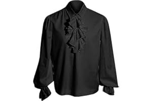YAOHUOLE Męska średniowieczna koszula piracka z falbankami, kostium renesansowy, wampir, steampunk, wiktoriańska, gotycka koszula