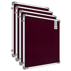 Pragati Systems Genius Pin-up Display Board for Home, Kids, Office & School (GPUR6090), Lightweight Aluminium Frame, 2x3 Feet, Maroon (Pack of 4)