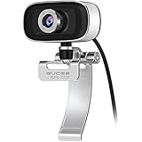 720P Webcam with Tripod Ready Base (Tripod Not Included), Web Camera HD Microphone Wide Angle USB Plug and Play, Widescreen Calling Recording for Skype, for Win 7 / 8 / 10, Apple Mac OS X