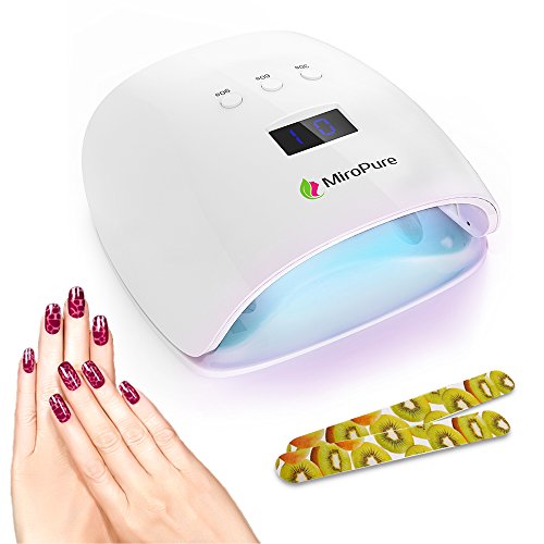 48W Nageltrockner MiroPure LED UV Nagellampe für Nagelstudio mit LCD Anzeige Maniküre Salon mit Infrarot Sensor, 3 Timer Einstellungen, 2 kostenlose Nagelpfeilen