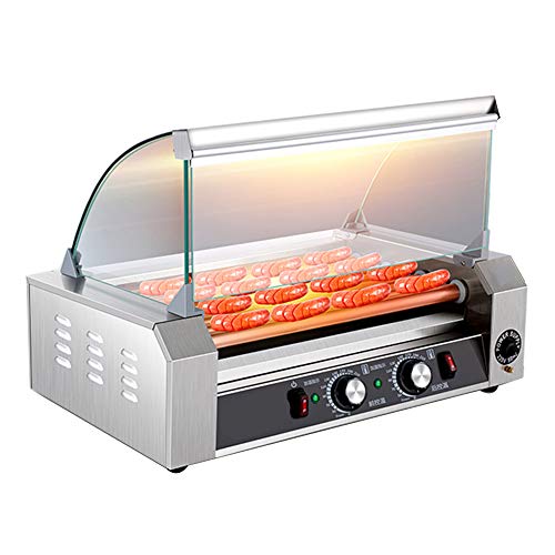 OTENGD Machine Commerciale Automatique de Rouleau de Hot Dog, cuiseur de Gril de réchauffeur de 7 Chiens Chauds, Chauffage Uniforme de Rouleaux en Acier Inoxydable, pour Hot Dogs, saucisses, taquitos