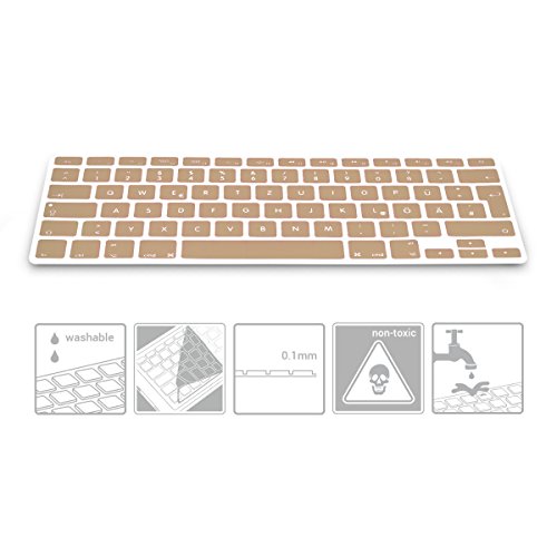 kwmobile Tastaturschutz Apple MacBook Air 13“/ Pro Retina 13“/ 15“ – QWERTZ Silikon Laptop Tastaturfolie – Notebook Tastaturschutzfolie Gold - 3