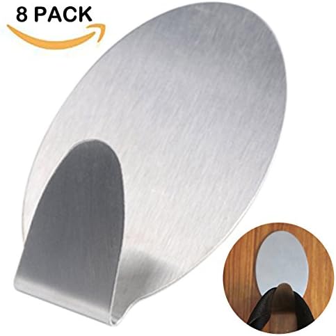 Howhome 3M Hooks High Powerful Adhesive Hooks, 3M Hook 304 Stainless Steel Self Adhesive Hooks Waterproof, Strong &amp; Durable, Pack of 8