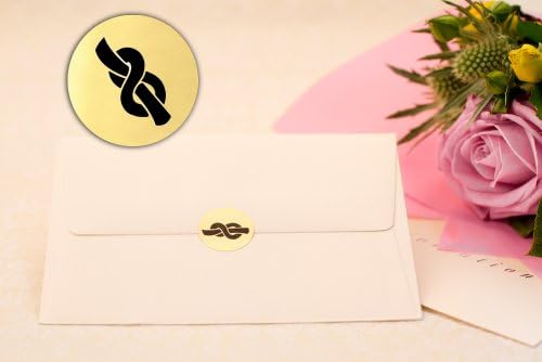 Festive Labels 210x “Tied Knot”, METALLIC GOLD Wedding Invitation Envelope Seals, Round Sticky Self-Adhesive Permanent Stickers for Invites/Letters, 25MM Circular Pre-Printed Stationary