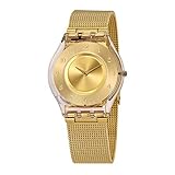 Swatch Großzügigkeit Gold Zifferblatt Damen Mesh sfk355 m