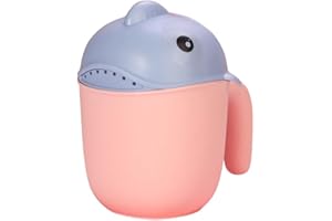 BAKERMICHE Brocca da bagno per bambini, per lavare i capelli, con cascata, sciacquatore, per bambini, shampoo, tazza, boccetta per bagnetto, per proteggere occhi e orecchie, rosa, viola
