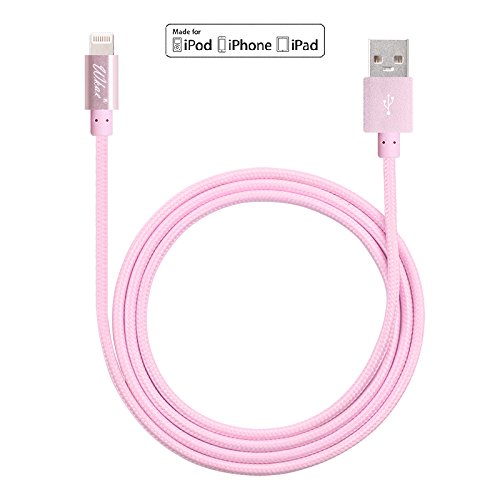 Wkae® [Apple-MFi Certified] 1M Metall geflochtenes Blitz zum USB-Kabel Lade- und Data Sync-Kabel 8-Pin-kompatibel f¨¹r iPhone 6/6 Plus / 5 / 5C / 5S, iPad Air, iPad 4. Generation, iPad Mini / Mini Retina, iPod Touch 5. Generation und iPod Nano 7(Pink) - 2
