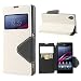 Produktbild NessKa® Hülle Für Sony Xperia X (F5121/F5122) | Hülle in Weiß | Handyhülle mit Kartenfach Fenster und Standfunktion Schutzhülle Flip Case Cover Etui Book Tasche aus hochwertigem Kunstleder