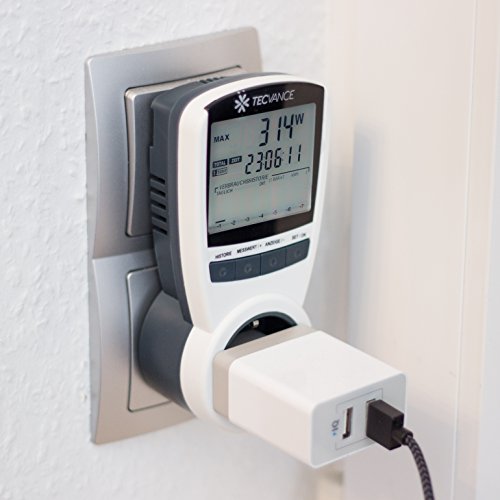 Tecvance Energiekostenmessgerät / Stromkostenmessgerät / Stromverbrauchszähler – Anzeige von Energieverbrauch in Wattstunde (kWh) - 5