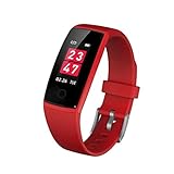 YWYU Mode Smart Armband Blutdruck Herzfrequenzmesser Übung Smart Watch Activity Tracker Uhr Schrittzähler Kamera Sportuhr (Farbe : Red)