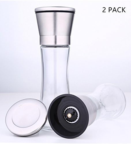 Premium Stainless Steel Salt And Pepper Mill | Tall Salt and Pepper Grinder with Adjustable Ceramic Rotor ,2 Pack