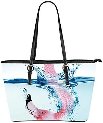 Custom Flamingo Design Leather Tote Bag Shoulder Work Messenger (Small)