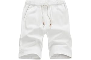 JMIERR Uomo Lino Pantaloncini con Tasche Bermuda Leggero Estivo Pantaloni Corti
