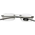 Foster Grant Reading Glasses Le Carre Aluminium Silver Rimless Frame +2.00