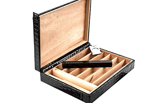 Preisvergleich Produktbild Box Zigarren Halter Renato Balestra Schwarz Geschenk Mann Luftbefeuchter K144