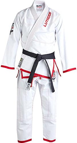 Blitz Adult Lutador Brazilian Jiu Jitsu Gi - White - BJJ Uniform Suit Training