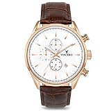 Vincero Herren Chrono S Chronograph Quarz Uhr Mit Lederband - Weiß/Roségold