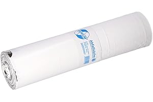 DEISS PREMIUM Bolsas de basura de LDPE reciclado de 120 l, color blanco, 25 unidades por rollo