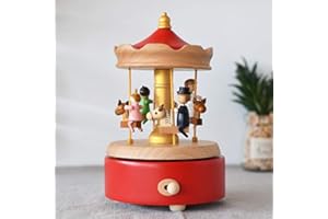 RecontraMago Caja de Música - Diseños con Movimiento Madera - para niños y niñas Mujer Bailarina navideñas Vintage (TIOVIVO)