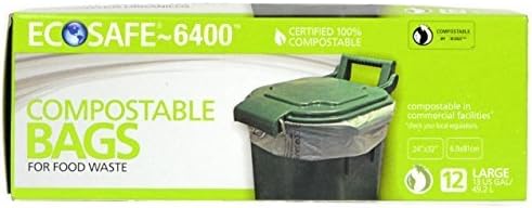 Biodegradable Trash Bags 13 Gal. Tall Kitchen Made in USA (Box of 12) by EcoSafe