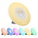 Sunvito 4 in 1 Wake Up Light, Sonnenaufgang Wecker 7 Farben Nacht Licht mit Natur Sounds, Snooze Funktion, FM Radio, Touch Control und USB Ladegerät - 8