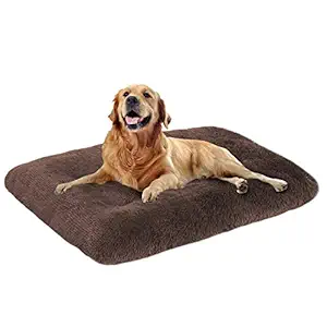 OXS Dog Bed Long Plush Pet Bed, Comfortable Faux Fur Washable Crate Mat for Large Medium Dogs with Anti-Slip Backing