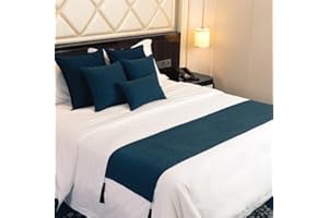 Morbuy Bed Runners Nordic Modern, Scarf Bedspread Bedroom Scarves Bed Scarf Hotel Luxury Protection for Bed Cover Single Double King Size (Navy blue,45 * 240cm for 180cm bed)