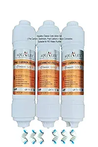 Aqualex, Pokar RO Inline Set, Pre Carbon Filter+ Sediment Filter + Post Carbon Filter Supreme Quality + 6 pcs connactor (Elbow) Suitable for RO Water Purifier
