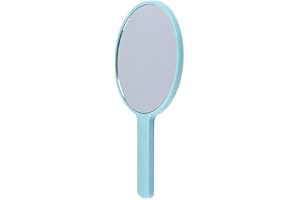Teron rund handspegel med ergonomiskt handtag, bärbar gör-det-själv sminkspegel för daglig makeup och vård av kvinnor