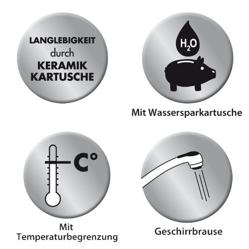 Wasserhahn Küche | Einhandmischer Fresh für Küchen-Spüle | Chrom | Geschirrbrause | Federbrause | Spüle | Mischbatterie-Küche | Küchenarmatur | Spültisch-Armatur - 4