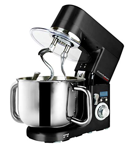 Techwood CS-1516 1500W Professionnel Robot Pâtissier Fontes Aluminium, 7 Vitesses avec Bol 10L, 7,5Kg, Noir
