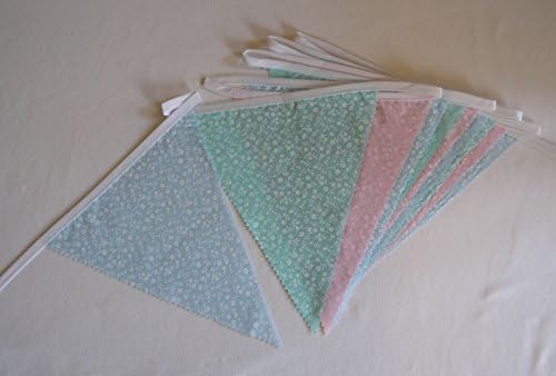 Hand Made 10ft / 10 Flag Fabric Bunting Garland Ceiling Decoaration (pastel flower)