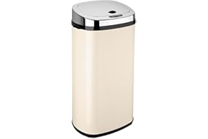 KITCHEN MOVE Poubelle de cuisine automatique 42L LARGO Crème brillant en acier INOX avec cerclage