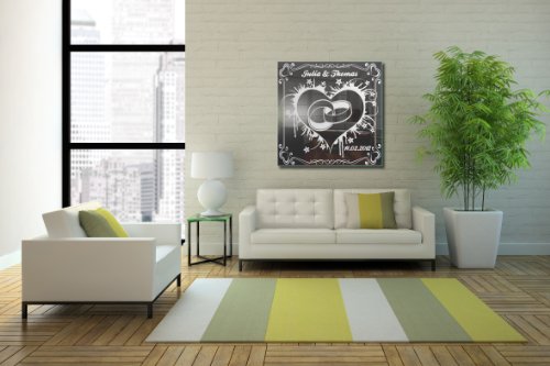 Motivspiegel Hochzeit 1 Spiegel mit Gravur Geschenk zur Hochzeit Wandbild Dekoration (30x30cm) - 4