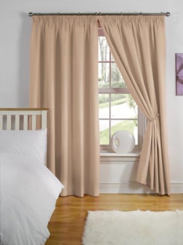 Simply Style Latte Thermal Backed Readymade Curtain Pair 66x72in(167x182cm)