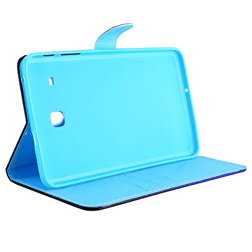 HB-Int 3 in 1 Standfunktion Hülle für Samsung Galaxy Tab E T375 / T377 8.0″ Flip PU Leder Schutzhülle Lila Schmetterling Wallet Case Brieftasche Kartenfächer Ledertasche Magnetverschluss Schale Beschützer Haut Lederhülle Book Style Holder Etui Protective Cover Dünn Slim Cover Schwarz Bumper Zubehör mit Stylus Pen + Staub Steckere - 5