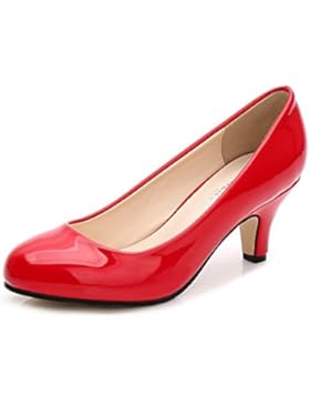 OCHENTA Damen Pumps Rund Kitten Heel Kleid Business Party