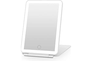 ISFORU LED Travel Makeup Mirror, 3 Colour Light Rechargeable Portable Compact Vanity Mirror, Perfect for Travel, Christmas Birthday Gift for Women